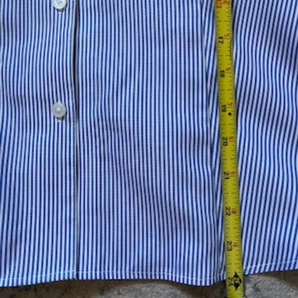 Anne Klein Blue Striped Button Down Shirt - Picture 7 of 9